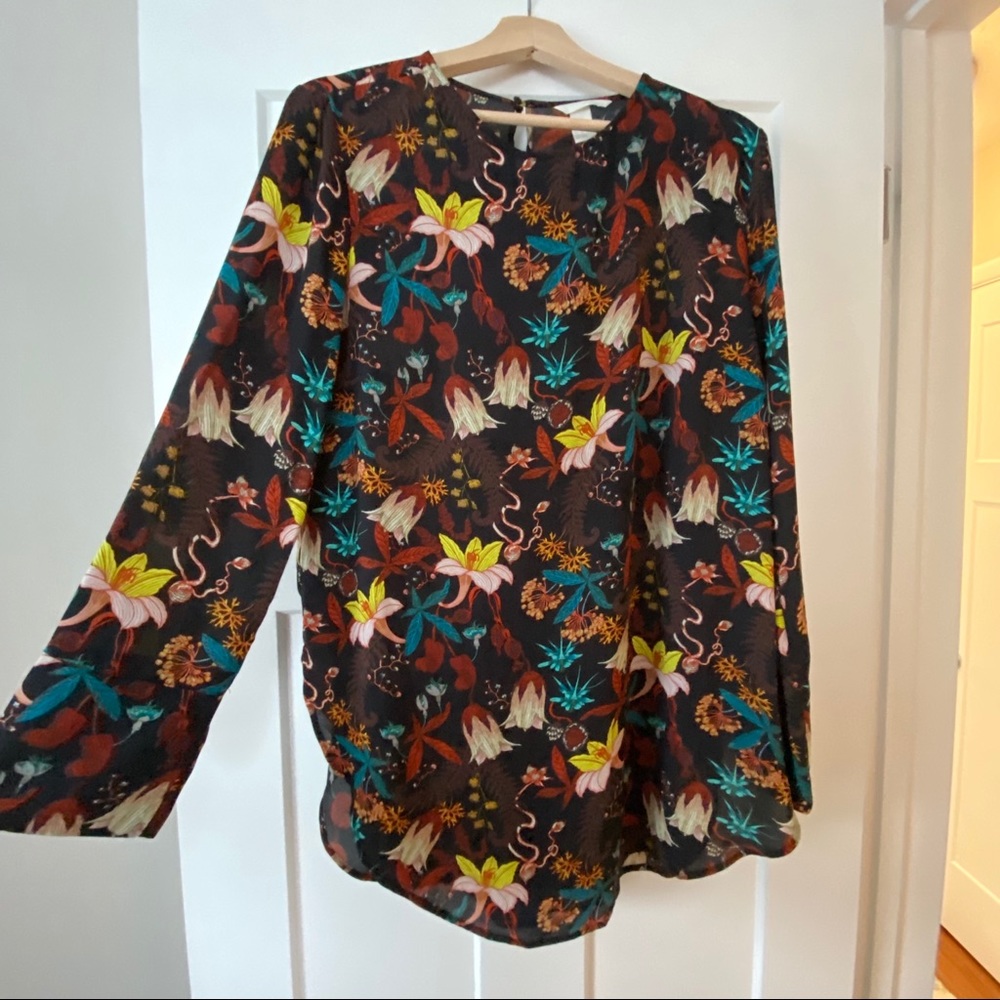 H&M Sheer Floral Tunic Blouse